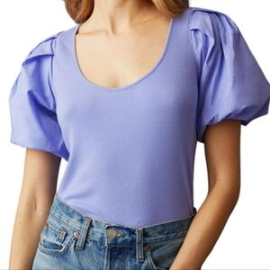 NEW Marie Oliver Leigh Puff Sleeve Top.  Perwinkle. Sz M. Retail $168. NWT